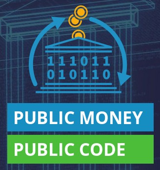 Het logo van de 'Publiek Geld? Publieke Code!-campagne